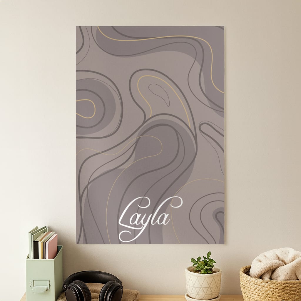 Brown Marble Waves Personalised Name Poster
