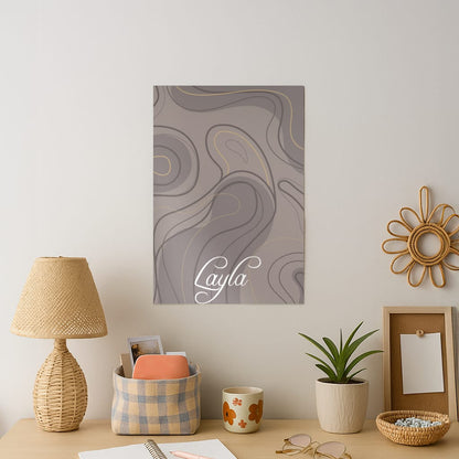 Brown Marble Waves Personalised Name Art Print