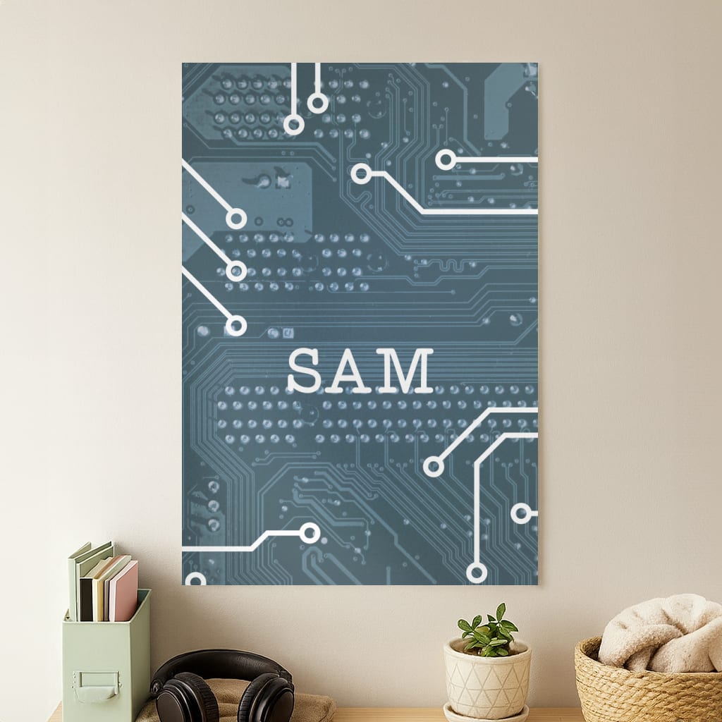 Blue Circuit Board Personalised Name Poster
