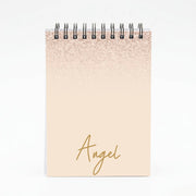Peach Glitter Personalised Name Notebook 4