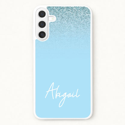 Blue Glitter Personalised Name Phone Case for Galaxy A57