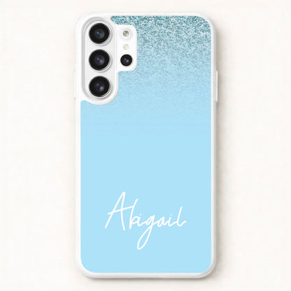 Blue Glitter Personalised Name Phone Case for Galaxy S26 Ultra