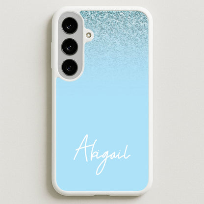 Blue Glitter Personalised Name Phone Case for Galaxy S25FE