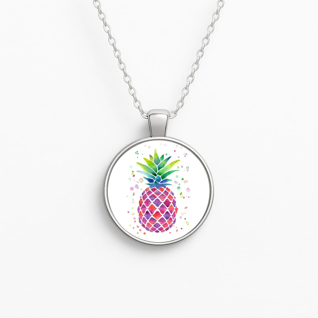 Watercolour Pineapple Circle Necklace