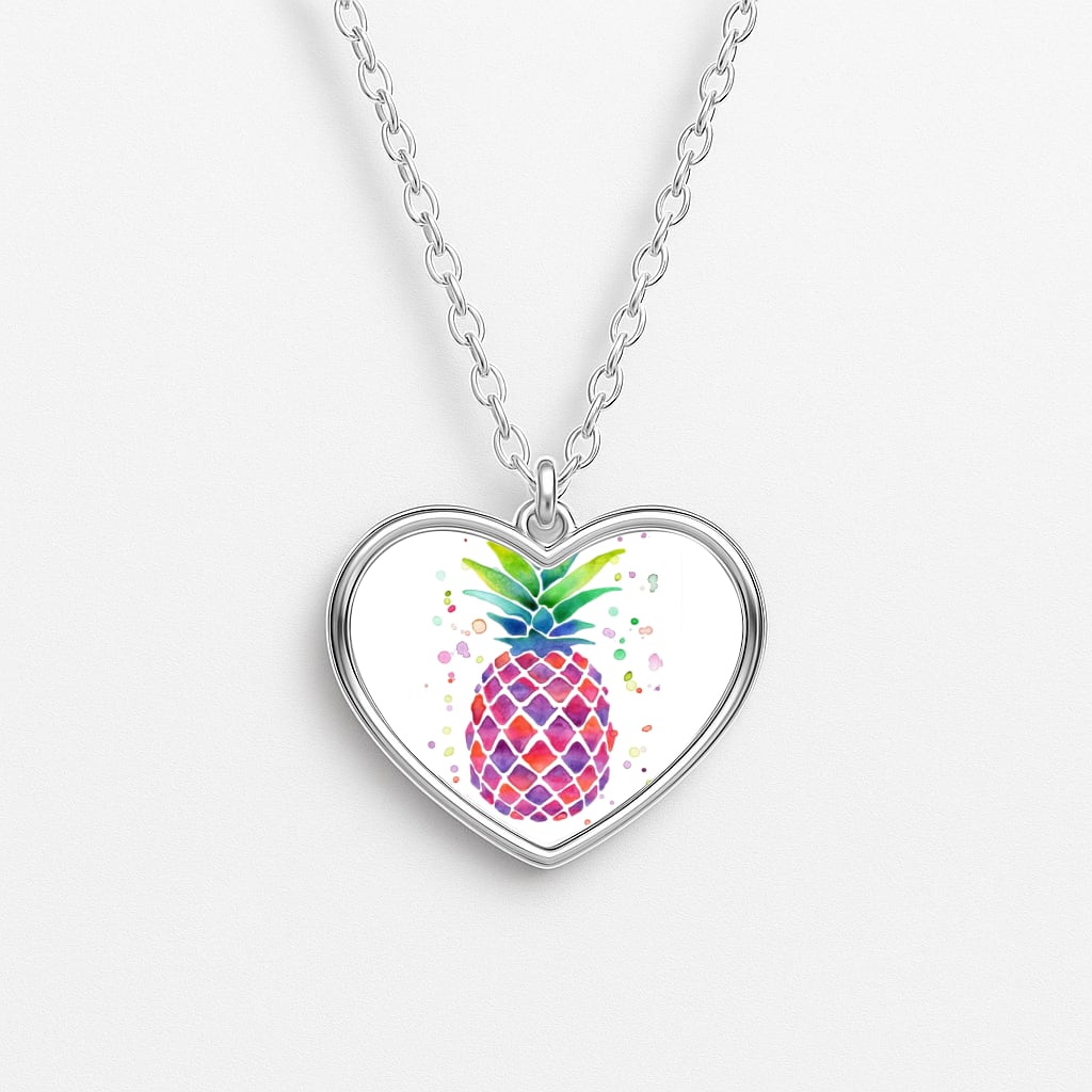 Watercolour Pineapple Heart Necklace