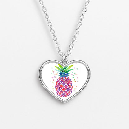 Watercolour Pineapple Heart Necklace