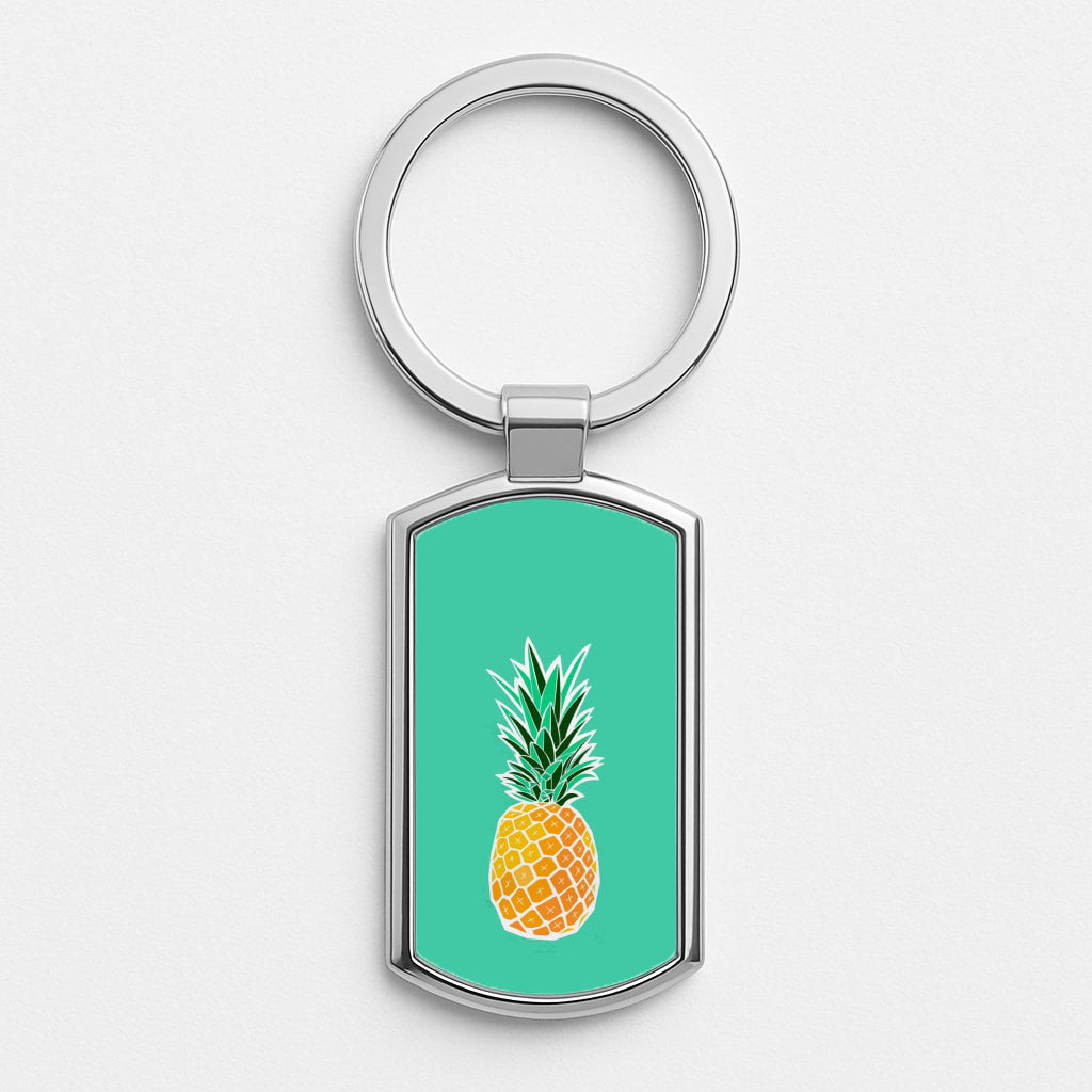 Cartoon Pineapple Silver Keyring