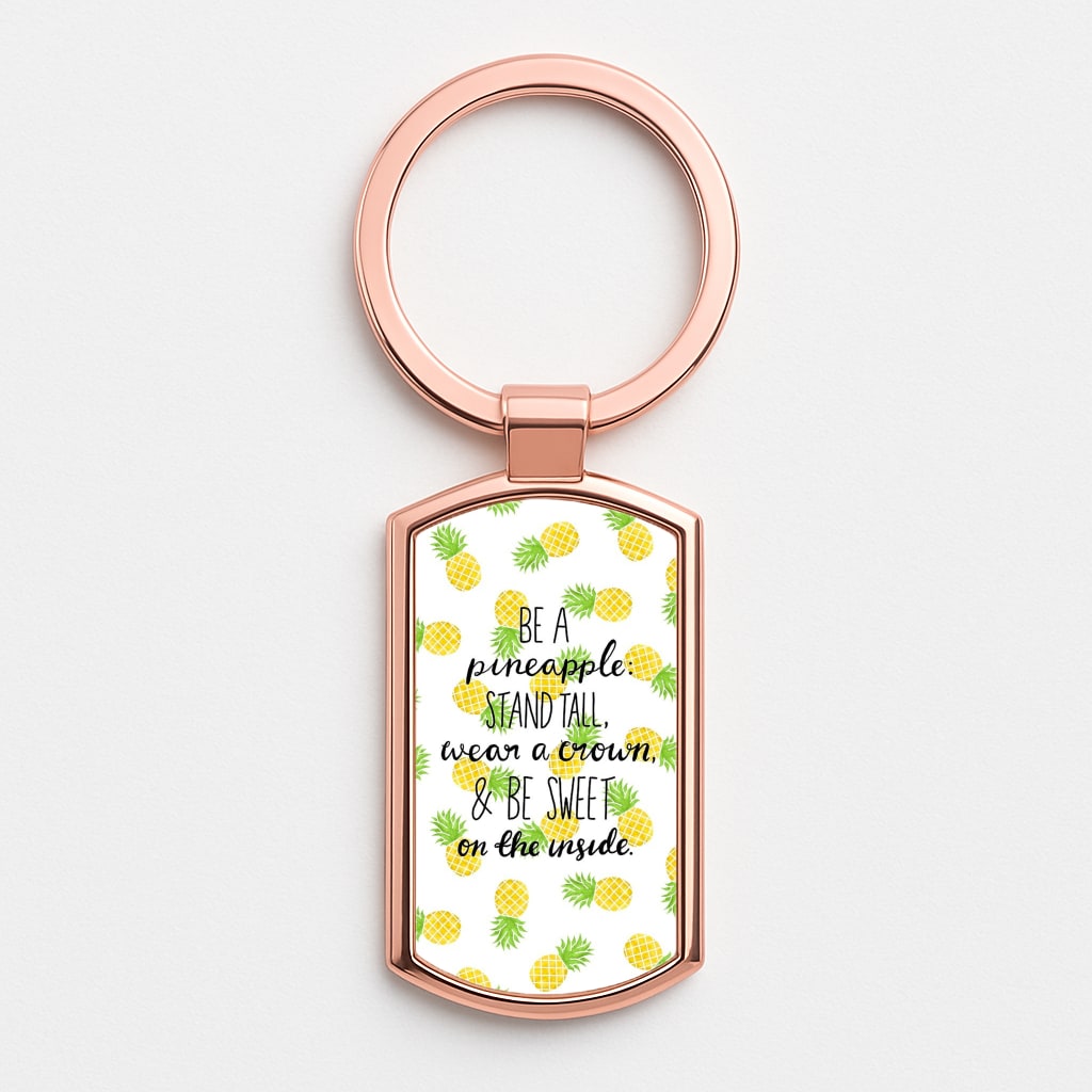 Be A Pineapple Rose Gold Keyring