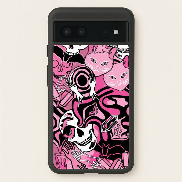 Pink Occult Doodle Collage Phone Case - Google Pixel 7 / Standard