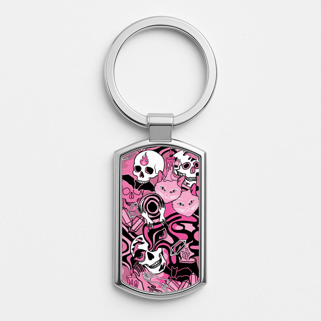 Pink Occult Doodle Collage Luxury Keyring