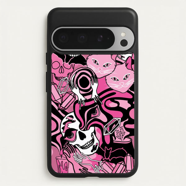 Pink Occult Doodle Collage Phone Case - Google Pixel 9 Pro XL / Standard