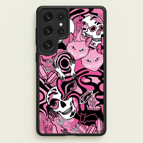 Pink Occult Doodle Collage Phone Case - Galaxy S23 Ultra / Standard