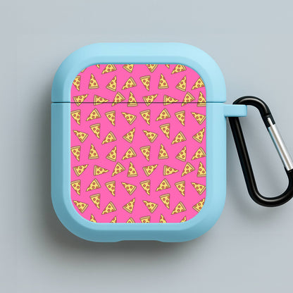 Pizza Pattern Blue AirPods Case