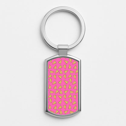 Pizza Pattern Silver Keyring