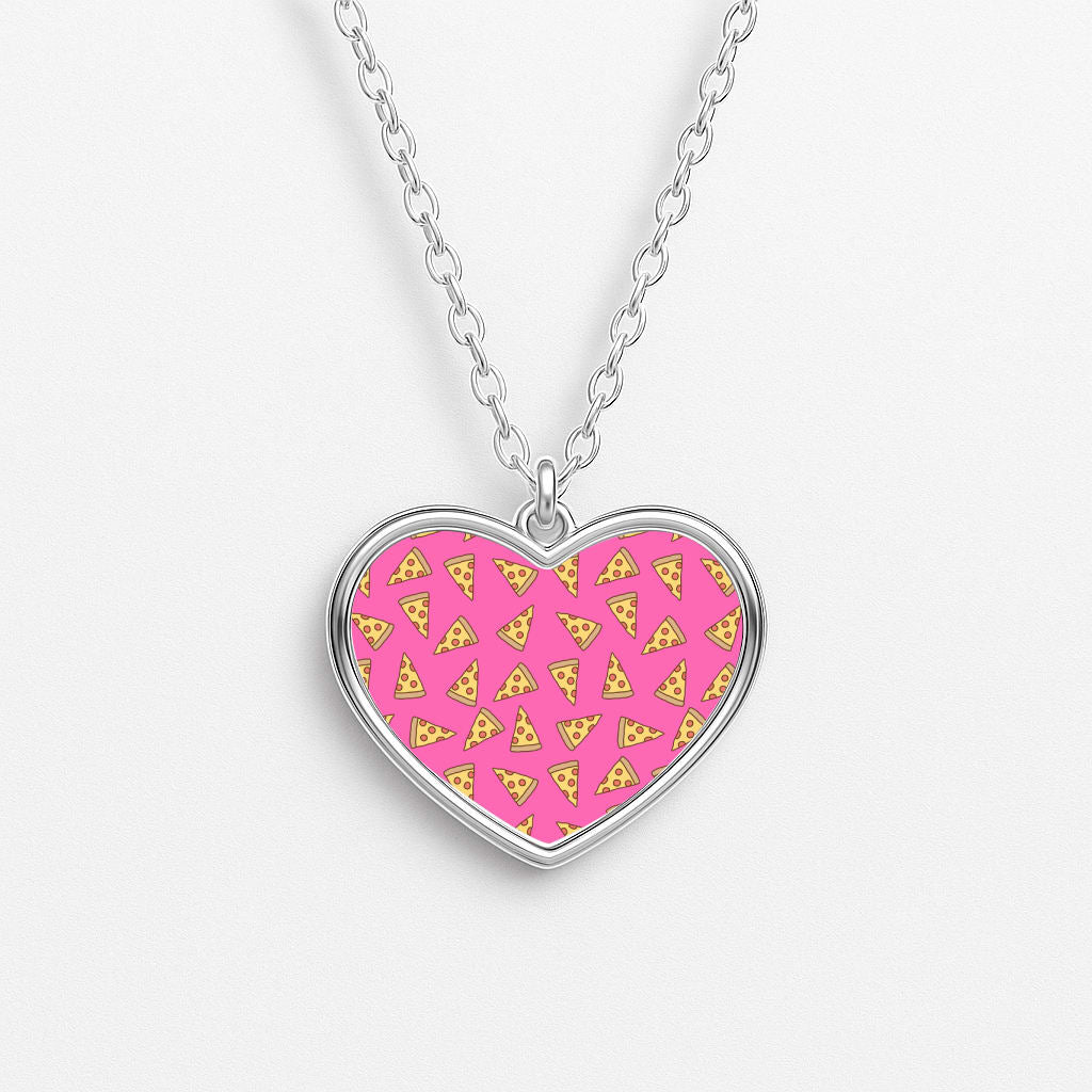 Pizza Pattern Heart Necklace
