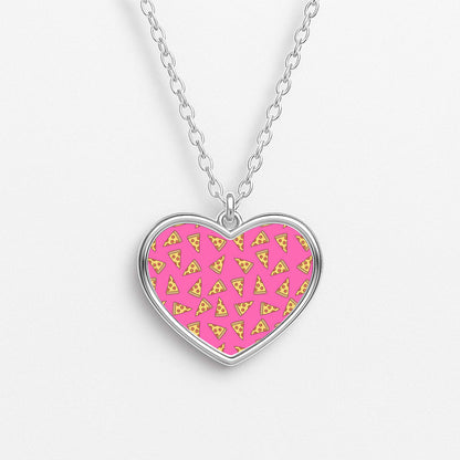 Pizza Pattern Heart Necklace