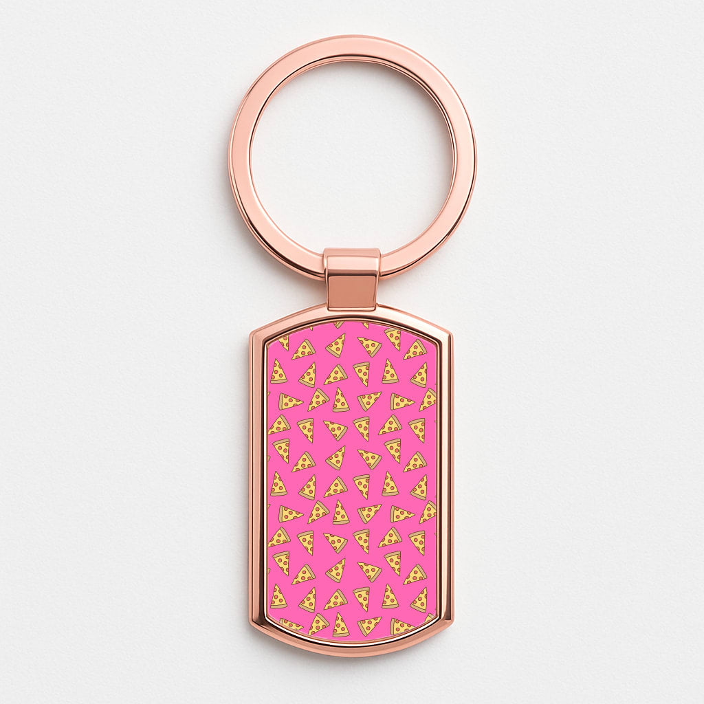 Pizza Pattern Rose Gold Keyring