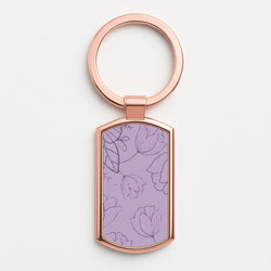 Tulips - Foliage Rose Gold Keyring