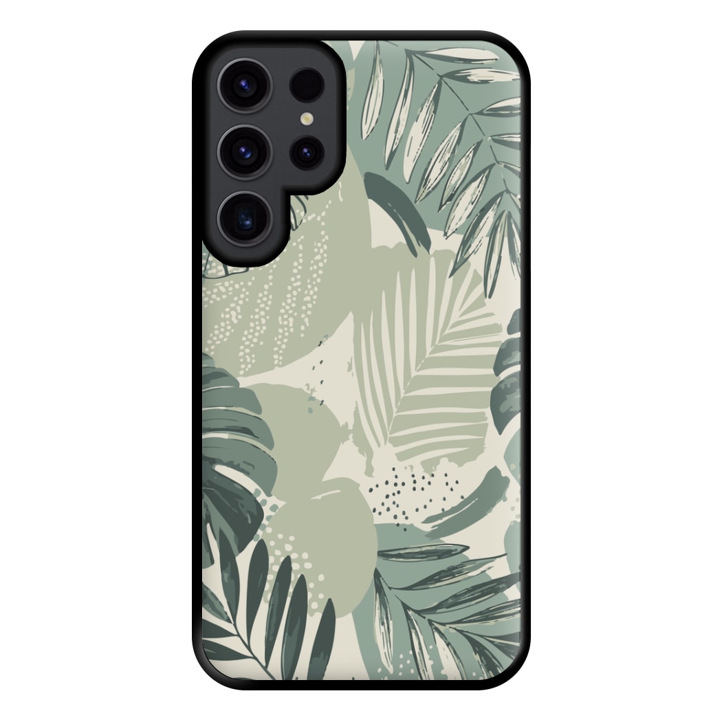 Green Leaf Pattern - Foliage Phone Case for Galaxy S23 Ultra