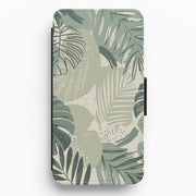Green Leaf Pattern - Foliage Flip / Wallet Phone Case 1