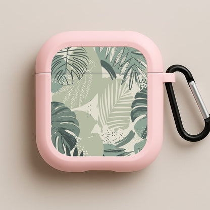 Green Leaf Pattern - Foliage Pink AirPods Case
