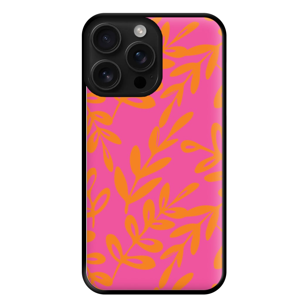 Pink & Orange Leaves - Foliage Phone Case for iPhone 16 Pro Max