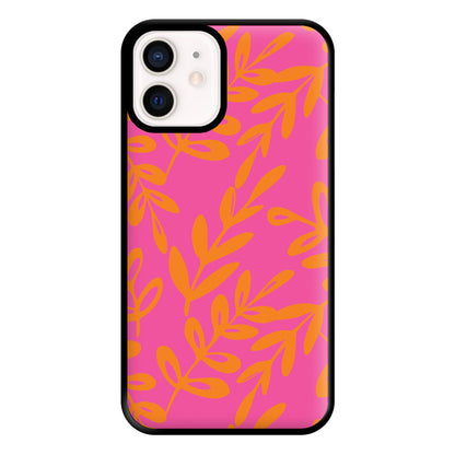 Pink & Orange Leaves - Foliage Phone Case for iPhone 13 Mini