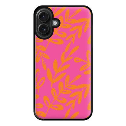 Pink & Orange Leaves - Foliage Phone Case for iPhone 16 Plus