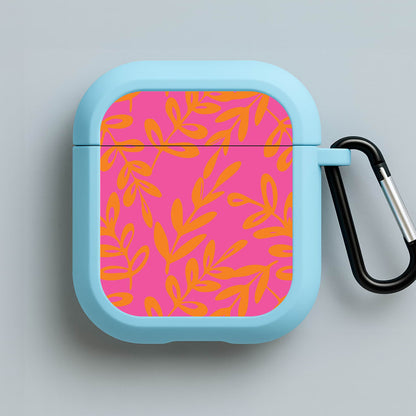 Pink & Orange Leaves - Foliage Blue AirPods Case