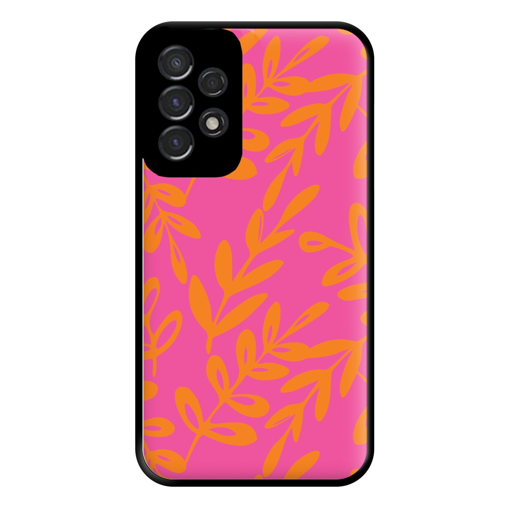 Pink & Orange Leaves - Foliage Phone Case for Galaxy A53