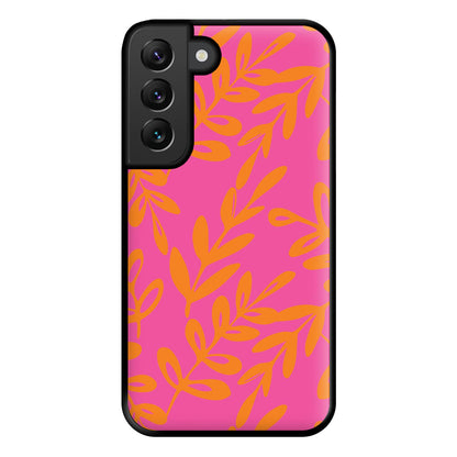 Pink & Orange Leaves - Foliage Phone Case for Galaxy S22 Plus