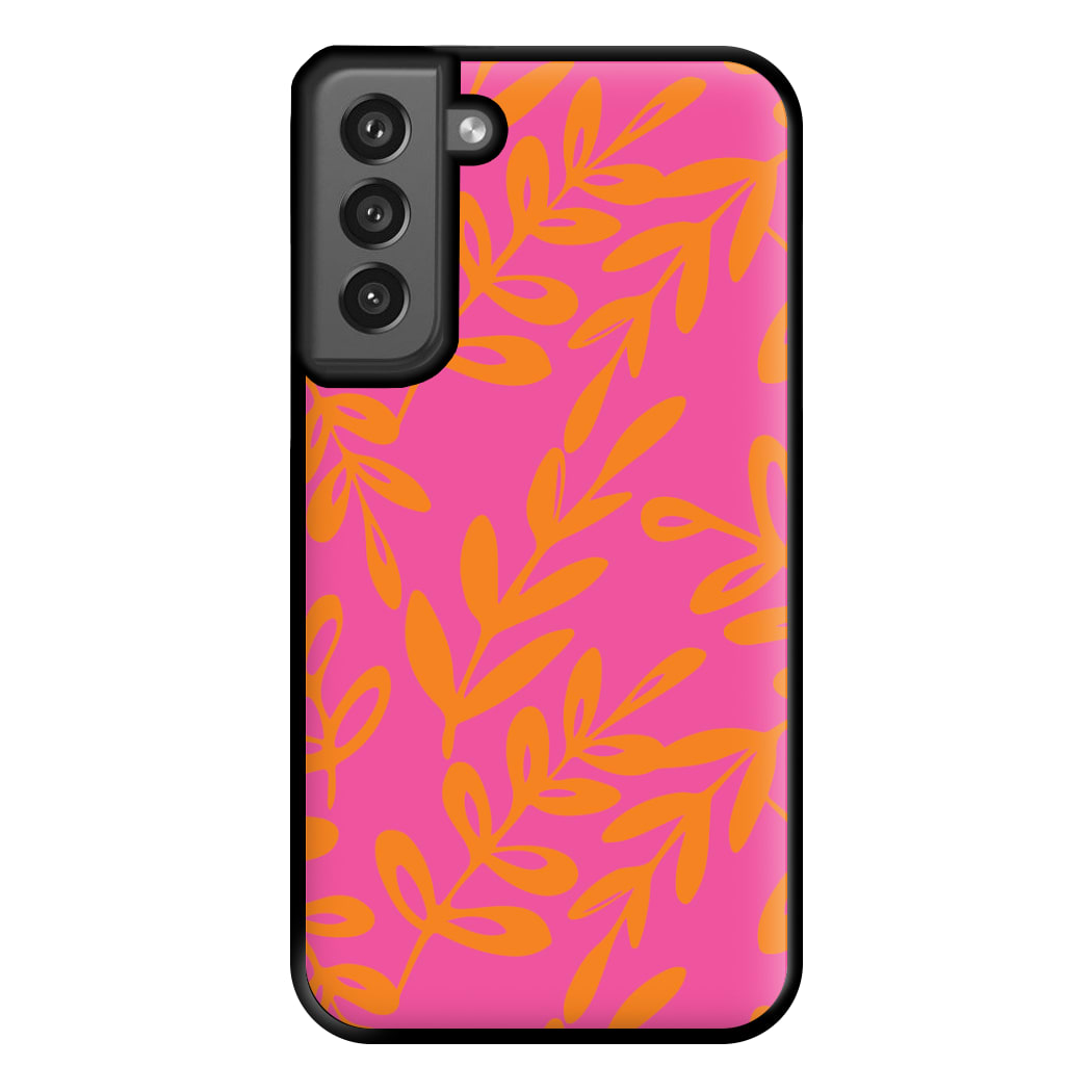 Pink & Orange Leaves - Foliage Phone Case for Galaxy S21FE