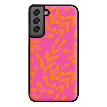 Pink & Orange Leaves - Foliage Phone Case for Galaxy S21FE