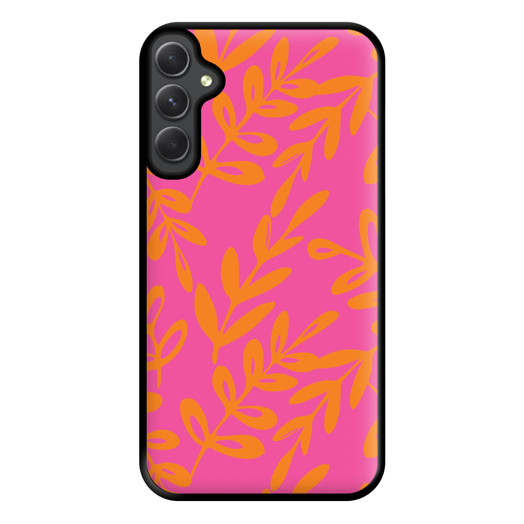 Pink & Orange Leaves - Foliage Phone Case for Galaxy A14