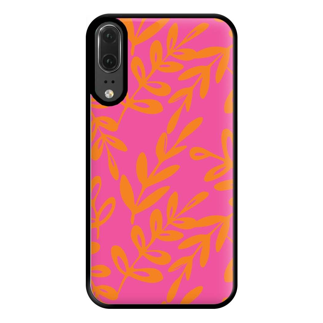 Pink & Orange Leaves - Foliage Phone Case for Huawei P20