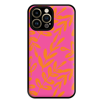 Pink & Orange Leaves - Foliage Phone Case for iPhone 14 Pro Max