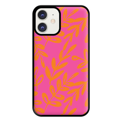 Pink & Orange Leaves - Foliage Phone Case for iPhone 12 / 12 Pro