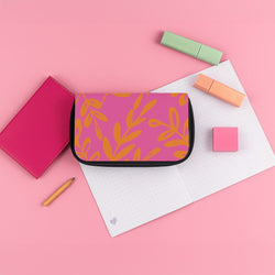 Pink & Orange Leaves - Foliage Pencil Case