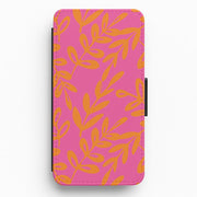 Pink & Orange Leaves - Foliage Flip / Wallet Phone Case 1