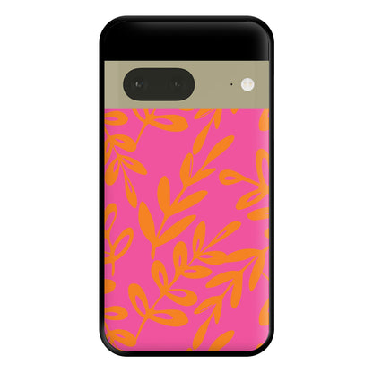 Pink & Orange Leaves - Foliage Phone Case for Google Pixel 7a