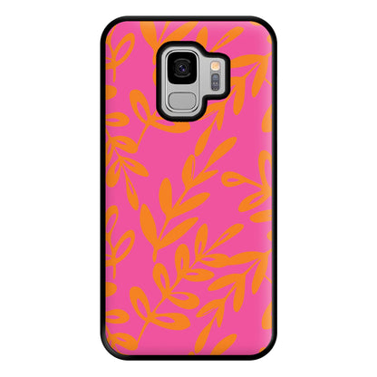 Pink & Orange Leaves - Foliage Phone Case for Galaxy S9 Plus