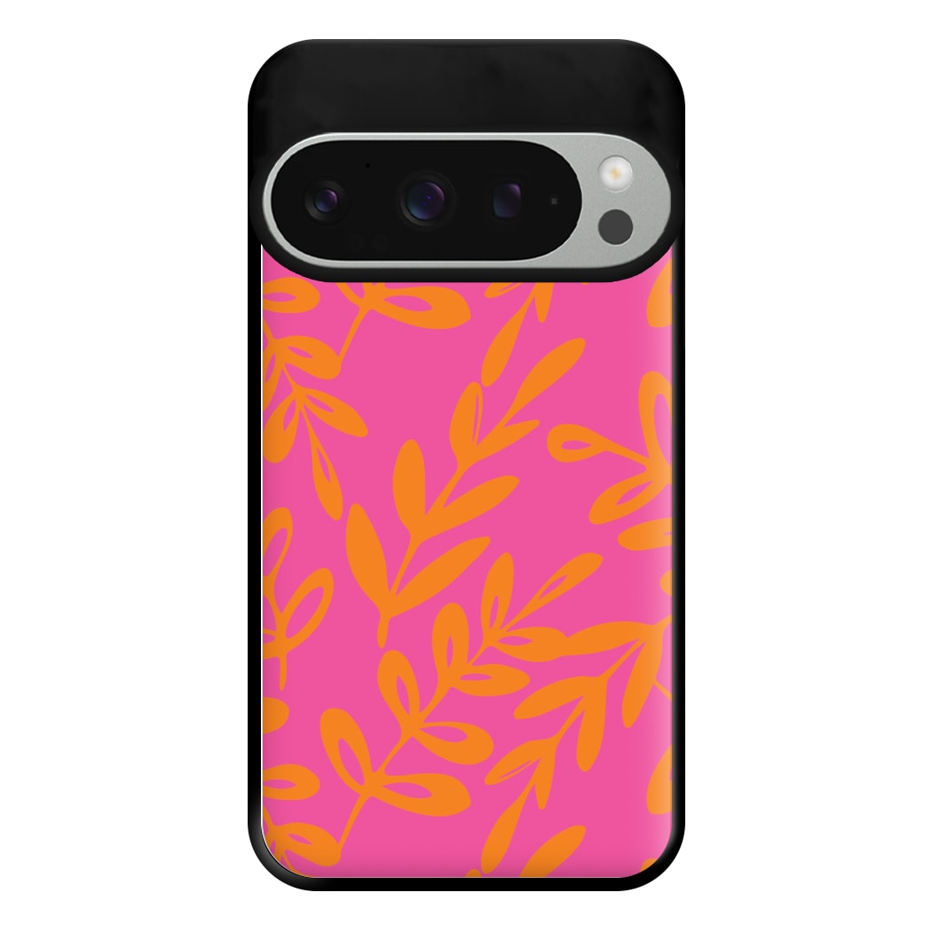 Pink & Orange Leaves - Foliage Phone Case for Google Pixel 9 Pro XL