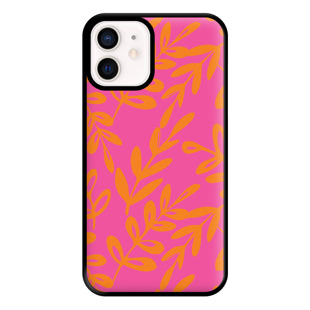 Pink & Orange Leaves - Foliage Phone Case for iPhone 12 Mini