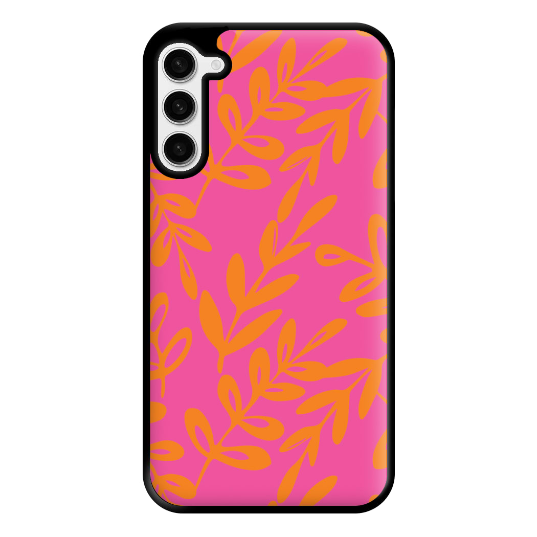 Pink & Orange Leaves - Foliage Phone Case for Galaxy S23 Plus