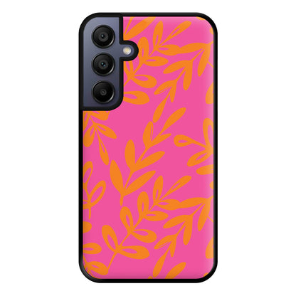 Pink & Orange Leaves - Foliage Phone Case for Galaxy A15