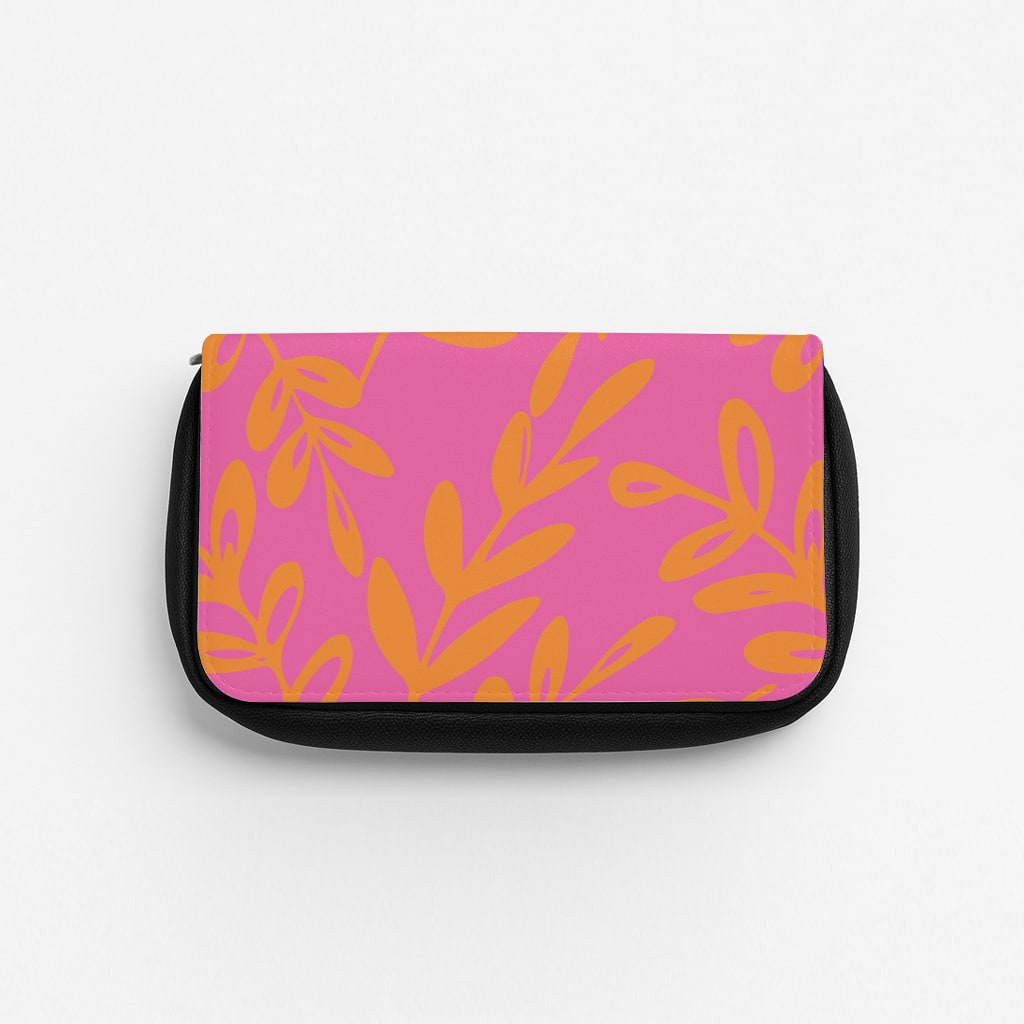Pink & Orange Leaves - Foliage Pencil Case