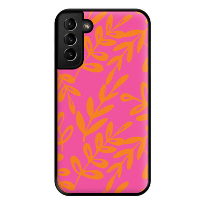 Pink & Orange Leaves - Foliage Phone Case for Galaxy S21 Plus