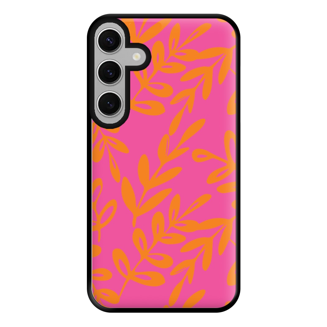 Pink & Orange Leaves - Foliage Phone Case for Galaxy S24FE