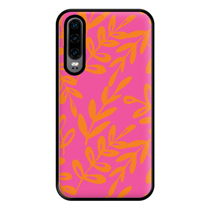 Pink & Orange Leaves - Foliage Phone Case for Huawei P30