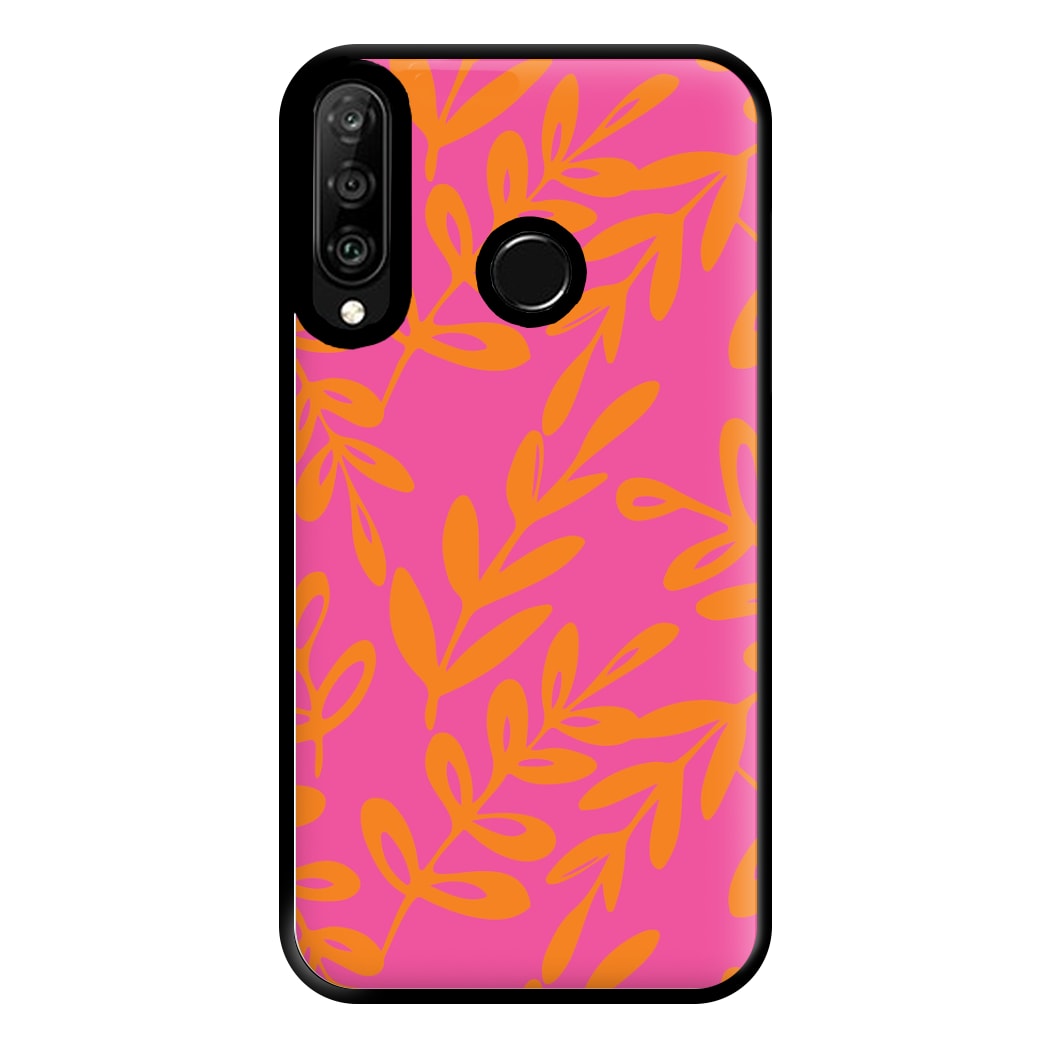 Pink & Orange Leaves - Foliage Phone Case for Huawei P30 Lite